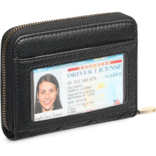 Credit Card Holder Wallet RFID Blocking Leather Small Wallet for Women with Wristlet