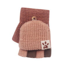 AWZXDE Kids Convertible Flip Mittens Fingerless Gloves Knitted Soft Thermal Warm Gloves For Boys And Girls Writing In Winter Khaki
