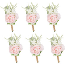 Men's Boutonniere Set of 6, Artificial Flower, Compatible with Wedding, Anniversary, Formal Events, Fall Rustic Theme