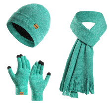 Women's Solid Knit Set: Hat, Scarf & Gloves Combo – Warm Winter Gift for Teens, Christmas Stocking Stuffer, Compatible with All Teen Sizes