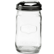 Tarro de azúcar de vidrio con tapa de metal, 536 ml (18.25 oz) – Recipiente para almacenar alimentos: café, té, especias, cereales –