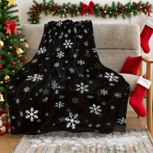 Black Snowflake Print Blanket, 40x28", Polyester Throw for Sofa, Bed, Office, Travel – All-Season, Christmas Decor & Gift – Compatible with Home