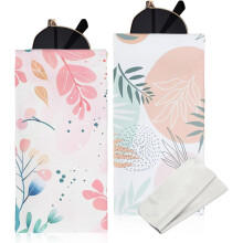 2 count Soft Sunglasses Eyeglass Case, Cute PU Leather Glasses Bag Pouch with Cleaning Cloth for Women Men Girls