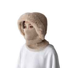 Women Knit Hat Scarf Combo for Women Winter New Style Pullover Outdoor Warm Ear Protection Set Beige One Size