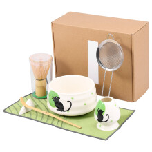 7PCS Matcha Whisk Set with All Accessories Ceremonical Matcha Making Kit Hand Painted Fine Craftsmanship Heat Resistant for Daily Tea Time