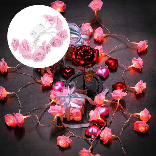1Set Pink Rose Shape LED String Lights Hanging Propose Decoration Party String Lights
