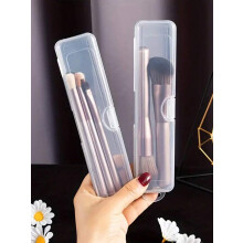 Lot de 4 boîtes de rangement transparentes à couvercle rabattable, étanches à la poussière, pour pinceaux de maquillage, accessoires de beauté