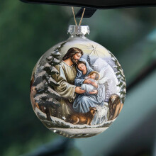 Christmas Stereo Nativity Blessing Pendant Crafted from Clear Acrylic, Features a Religious Nativity Scene for Car or Tree Decorations D