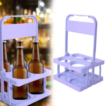 Portable 4-Hole Drink Caddy for Wine/Glass Racks, Compatible with Beer Bottles & Coffee Cups, with Handle – Under $10