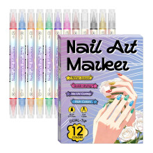 12-Color Nail Art Marker Pens Set – Compatible with Nail Painting & Artistic Decorations
