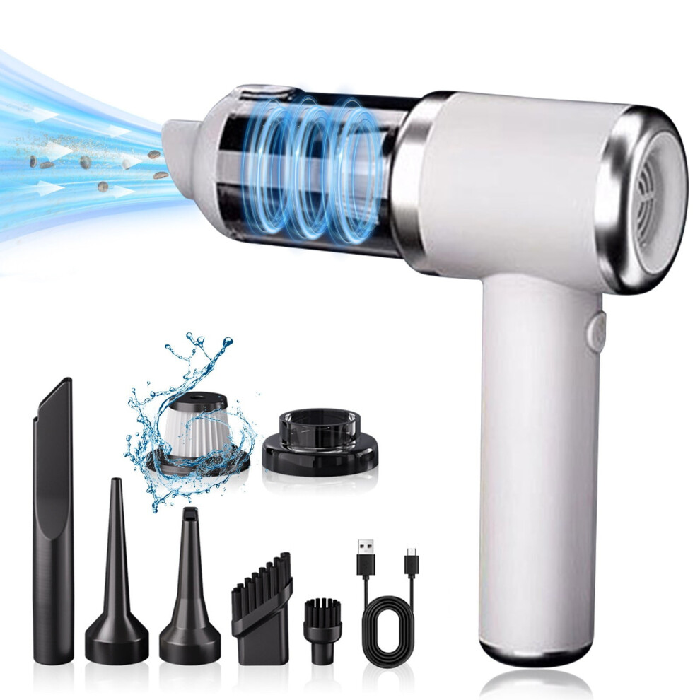 Portable Usb Rechargeable Handheld Vacuum Cleaner 5000Pa Suction For Car Home(White) White 9193271038306