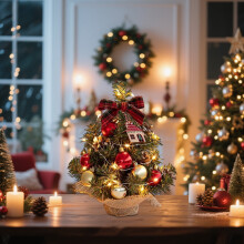 Mini Christmas Tree Desktop Decoration – Compact 45cm Pink Christmas Tree for Small Spaces, Easy Setup for Living Room, Bedroom, or Office