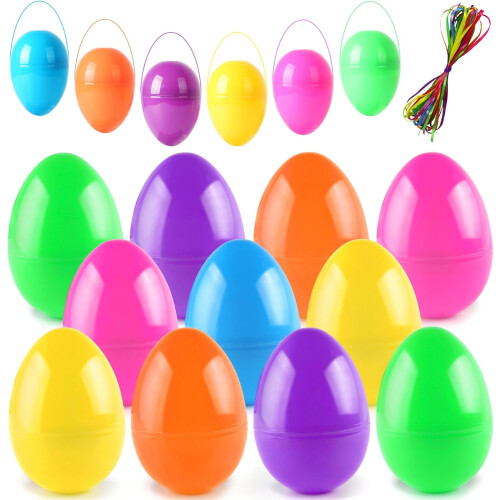 24Pcs Fillable Easter Eggs (3.5”) – Empty Plastic Eggs for Candy, Surprises, Basket Stuffers & Hanging Decor – Compatible with Easter Egg Hunt