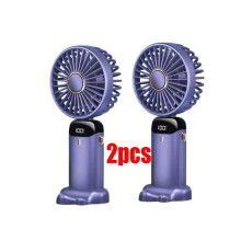 5000mAh Handheld Mini Fan Foldable Portable Neck Hanging Fans 5 Speed USB Rechargeable Fan With Phone Stand And Display Screen Mobile Folding