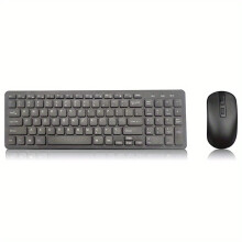 2.4G Wireless Keyboard & Mouse Combo, Full-Size Slim, Ergonomic Optical Mouse, ABS, No Charging, Compatible with PCs