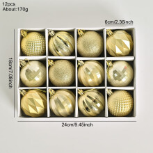 Gold Set Of 12 Christmas Tree Ornaments Gold Metallic Finish Plastic Shiny Baubles In Various Shapes For Holiday Decorations And Party Scene Setting