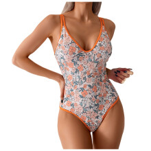 Women's One-Piece Swimsuit Deep V-Neck Keyhole Cutout