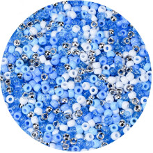 Winter Pony Beads White Silver Blue Glitter 1000 pcs 6x9mm