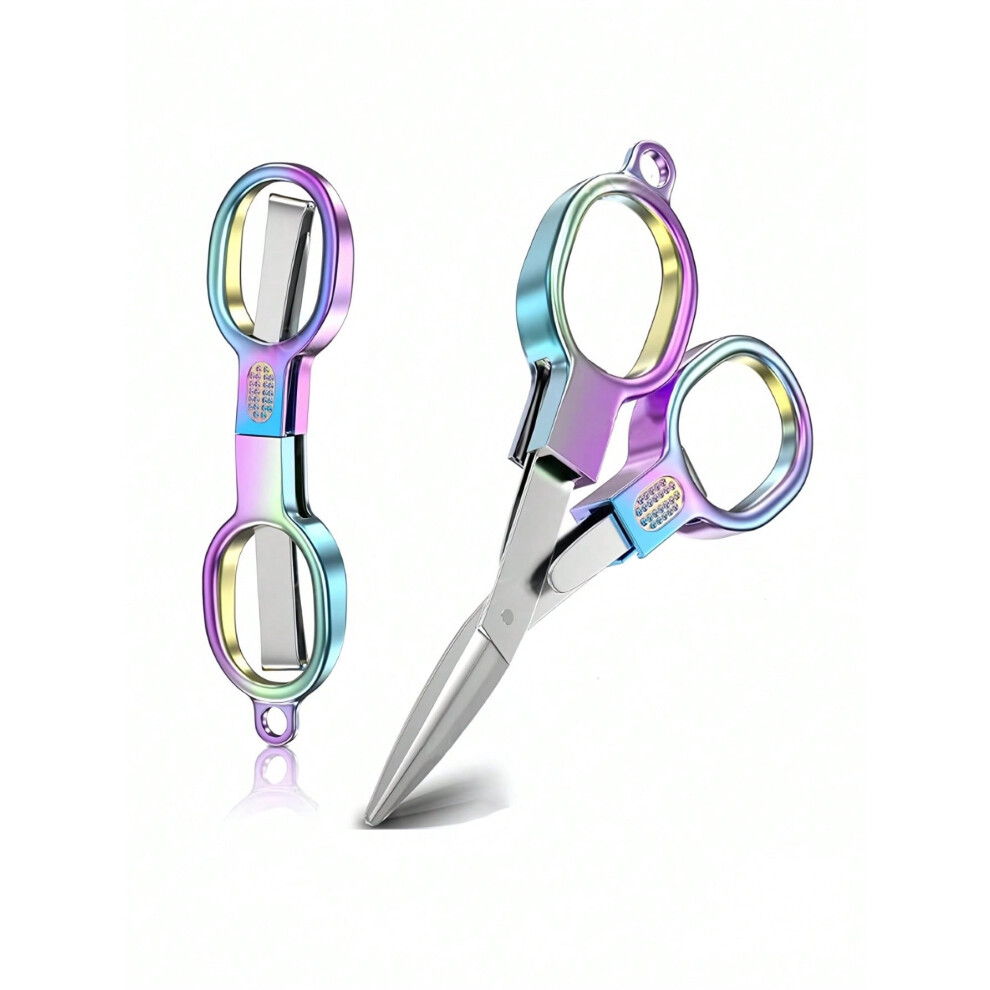 Double Circle Retro Gold Folding Scissors Â Portable, Lightweight, Compact, For Fishing/Travel/Home; Compatible With Sharp Golden Blade 9313598158642