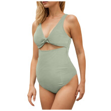 Women's Ribbed One-Piece Swimsuit Square Neck Modest