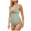 Women's Ribbed One-Piece Swimsuit Square Neck Modest 1