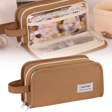 Large Capacity Pencil Case Pouch Big Capacity Pencil Case Storage - 3-Compartment Aesthetic Pen Box for Adults/Students
