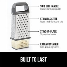 4-Sided BPA-Free Cheese Grater with Container, Stainless Steel, Slip-Resistant Handle, Dishwasher Safe – Compatible with All Cheeses & Veggies