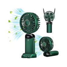 5000mAh Handheld Mini Fan Foldable Portable Neck Hanging Fans 5 Speed USB Rechargeable Fan With Phone Stand And Display Screen Mobile Folding