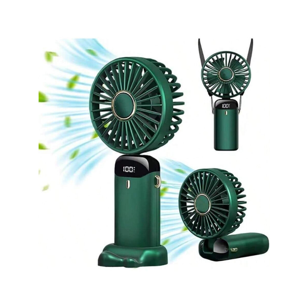 5000Mah Handheld Mini Fan Foldable Portable Neck Hanging Fans 5 Speed Usb Rechargeable Fan With Phone Stand And Display Screen Mobile Folding 9313598158819
