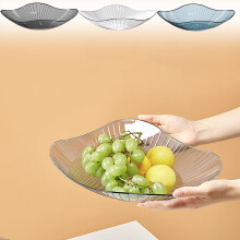 Plateau à fruits en cristal | Plateau apéritif transparent en PET, 27,7 31 6,5 cm | Gris/Bleu, Facile à nettoyer, Présentation élégante