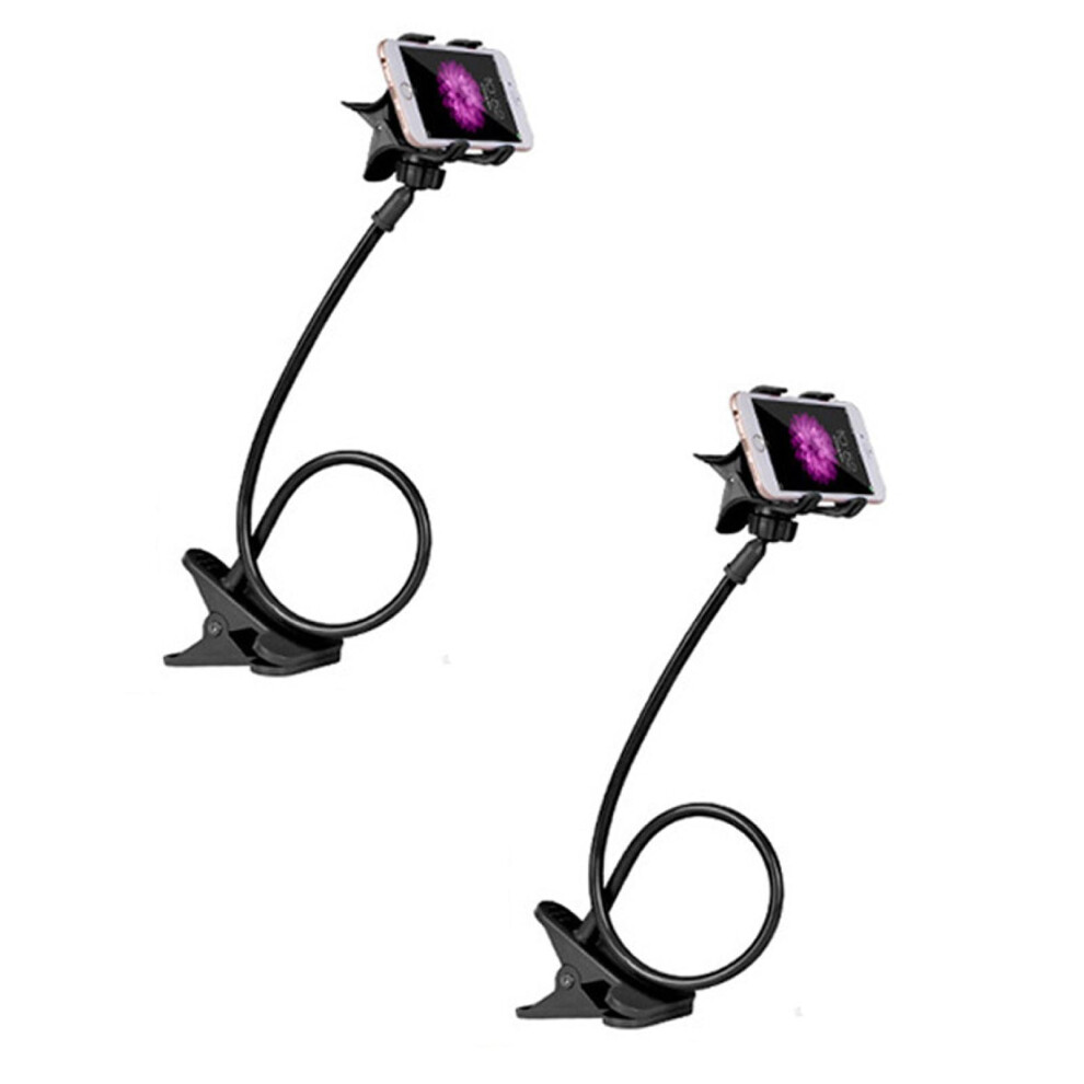 2-Pack Flexible Gooseneck Phone Holder For Desk, Bedside & Headboard | 75Cm Adjustable Lazy Bracket Mount Clamp Â Black 9450273995885
