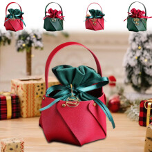 Sac cadeau de Noël en cuir de luxe avec poignée, décor renne – Idéal pour les cadeaux de Noël et les fêtes