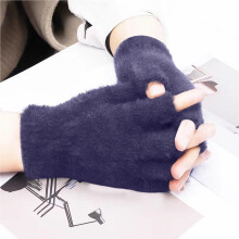 Women's coral velvet fingerless gloves fleece-lined warm