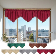 Short Solid Color Triangular Window Curtains, Rod Pocket Polyester Panels, 3-Pack, 51.18x23.62 in, Multicolor, Modern Design, Easy Install