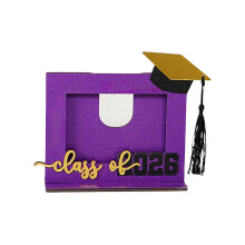 2026 Graduation Photo Frame Ornament – Wooden Desktop Picture Holder, Purple Home Decor, Compatible with Graduation Photos