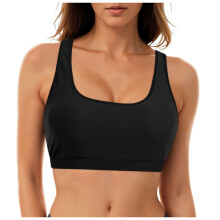 Women Sports Bra Bikini Tops Scoop Neck Bathing Suits Top Padded Swim Crop Tops Only Yoga Bra Workout Crop Top