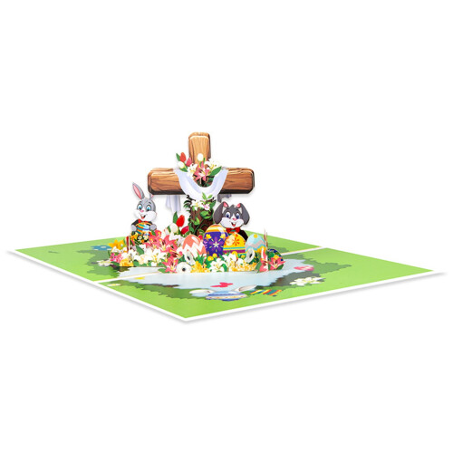Pop-Up Easter Cross Greeting Card Religious Holiday Card