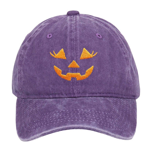 Halloween Jack O'Lantern baseballcaps i bomull, lilla