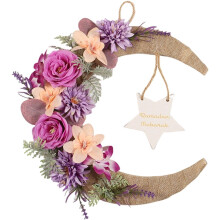 Couronne Ramadan Mubarak, guirlande artificielle d'été, décoration de porte ou de mur pour la maison ou le bureau pendant le Ramadan