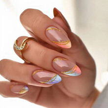 Plaknagels Medium Amandelvormig Nepnagels French Tips Kunstnagels 24 stuks Plaknagels voor Vrouwen