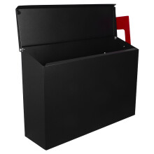 Zwarte roestvrijstalen brievenbus voor wandmontage, 35,5 x 25,5 x 10,5 cm