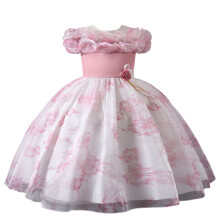Girls' off-shoulder floral princess gown pink size 4-6