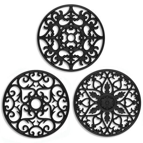Silikon-Topflappen, schwarz, rutschfest, 3er-Pack
