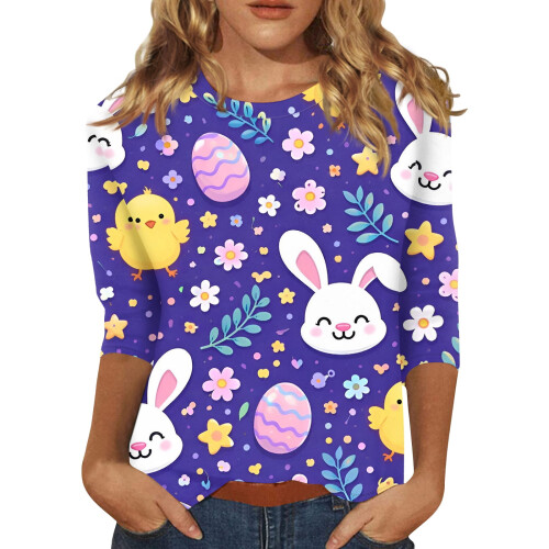 Easter Women's 3/4 Sleeve Tops S-3XL