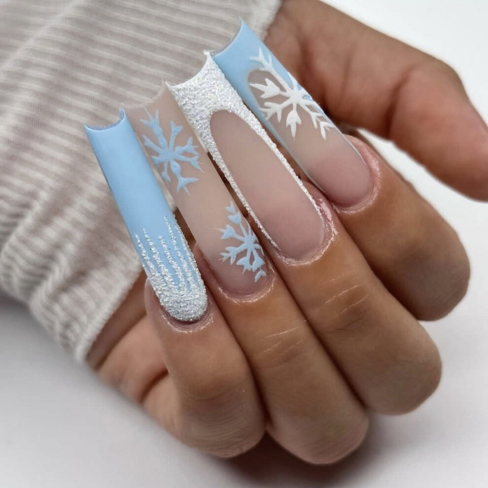 Christmas Press-on Nails Long Coffin 24PCS