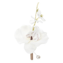 Artificial Flower Wedding Brooch Groom Suit Brooch Engagement Banquet Decoration White