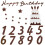 Conjunto de decoração de parede retrô em feltro para bolo de aniversário com números e 1