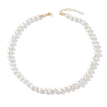 Nep-parel choker ketting voor dames met glazen kralen, 1 stuk