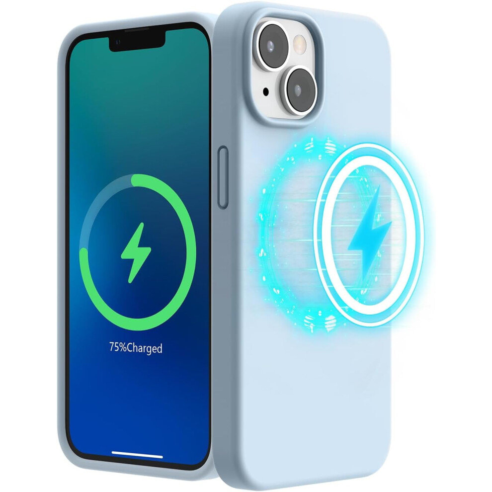 Liquid Silicone Iphone 13 Mini Case Compatible With Magsafe Â Cloud Microfiber Lining (5.4", 2021) Blue 9402001230997