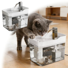 Fuente de agua para mascotas transparente con bomba silenciosa de recirculación automática.